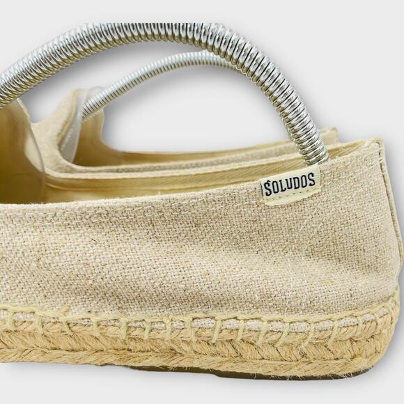 Anthropologie Soludos Pride Beige Espadrille Rainbow Slip On Flat Loafers Linen - Picture 5 of 12